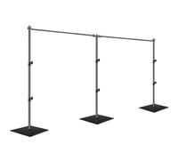 EMART 2,1 x 6,1 m (altezza x larghezza), supporto per sfondo con tubo e drappo, resistente, regolabile, kit con base in acciaio per fotografia, sfondo fotografico, supporto per feste di compleanno,