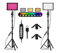 EMART 2 Pcs Luce Video LED RGB, Luci Fotografiche Illuminazione con Treppiede Regolabile per Lumiere Stream, Fotografia Youtube, Videoconferenza