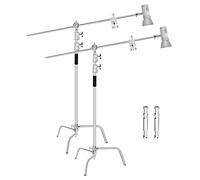 EMART 2Pcs C Stand in 100% Acciaio Inossidabile, 3m Supporto di Luce Regolabile con 128 cm Braccio di Prolunga per Riflettori, Softbox, Monoluce, Ombrello