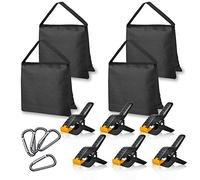 EMART 4 Sacchi di Sabbia Pesanti e 6 Morsetti a Molla Resistenti 11,4 cm per il Montaggio del Fondale per Studio Fotografico