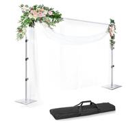 EMART Argento 2,6x3 m Supporto per Fondale con Base Fotografico Regolabile,