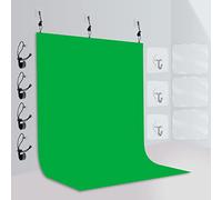 EMART GreenScreen - Sfondo verde 2,6 x 3 m, montaggio a parete, sfondo verde per lo streaming di zoom, sfondo in tessuto di poliestere per fotografia video, tenda Chromakey virtuale per giochi