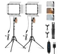 EMART Panneau Lumineux 15W LED Set 2 Pcs Luci Video con treppiede 25 * 20cm
