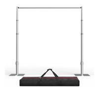 EMART Pipe and Drape - Kit di sfondo per foto, 2,7 x 3 m, resistente, regolabile, cornice in metallo con base piatta, per matrimoni, feste di compleanno, decorazioni per banchetti, colore: argento