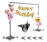 EMART Robusto Supporto per Fondale Fotografico, 2,6x3m, con Ruote, Mobile e Regolabile, Adatto per Studio Fotografico, Stand per Palloncini, Feste, Decorazioni di Compleanno