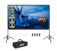 EMART Schermo per proiettore da esterno con supporto, 100 pollici, portatile, per interni, 16:9 4K HD, schermo cinematografico posteriore anteriore e treppiede pieghevole con borsa per il trasporto