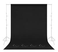 EMART Sfondo Fotografico Nero 1,8 x 2,8 m, Telo Nero in 100% cotone per Photoshoot con 4 Clip, Sfondo Fotografico Pieghevole per Ritratto Fotografico, Studio Fotografico, Streaming Video