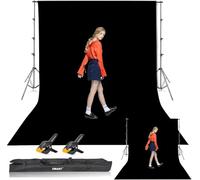 EMART Sfondo Nero Supporto 2,6x3m, Kit Fotografico con Supporto da 3x3,6m