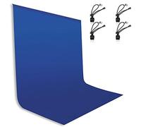 EMART Sfondo per schermo blu, 18,2 x 2,4 m, sfondo fotografico per streaming zoom Chromakey, piccola tenda in mussola con 4 clip