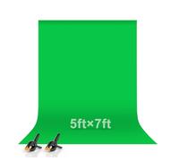 EMART Sfondo per schermo verde, 1,5 x 2 m, foglio di poliestere lavabile per fotografie, video, studio, prodotto fotografico, ritratto, inclusi 2 morsetti a molla
