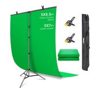EMART Sfondo Verde con Supporto Forma di T 1,5x2,6m,Greenscreen 1,5x2m