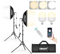 EMART Softbox - Set di luci per studio fotografico, 40 x 40 cm, 2 x 50 W, 3000 - 6000 K, per studio, ritratti, video, fotografia