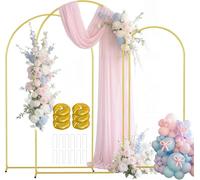 EMART Supporto Fondale Arco Nuziale da 2,2 m/2 m/1,8 m, Set di 3pezzi Supporto per Sfondo Fotografico Arco Nuziale con Telaio in Metallo Dorato, Adatto per Matrimoni, Compleanni e Decorazioni Festive