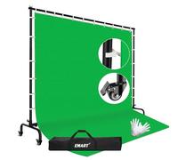 EMART Supporto Fondale con Green Screen, 2,1x3m Regolabile Supporti Sfondo Fotografico con Ruote per Banner, Fotografia, Feste, Compleanni e Live Streaming