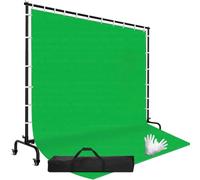 EMART Supporto Fondale con Greenscreen con Ruote 2,1x3m, Supporti Sfondo