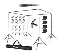 Emart Supporto per fondale, 3 x 3 x 2,1 m, quadrato, regolabile, per cortili, matrimoni, con connettore girevole a 308°, supporto per foto fotografiche, supporto per tubi e drappi