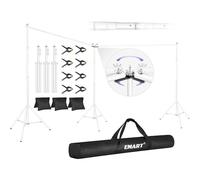 EMART Supporto per fondale, 6,1 x 2,1 m (larghezza x altezza), grande sistema di supporto regolabile per sfondo con connettore girevole a 308°, 8 morsetti, 3 sacchi di sabbia e borsa per il trasporto