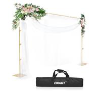 EMART Supporto per Fondale Fotografico, 2,6x3 m Kit di Supporto per Fondale Regolabile con Base in Acciaio, Feste di Compleanno Studi Video - Oro