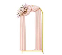 EMART Supporto per sfondo ad arco nuziale da 2 m, in metallo dorato, per feste di compleanno, baby shower, decorazione per cerimonie, arco da giardino, con 4 chiodi/borsa per il trasporto