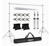 EMART Supporto per Sfondo Argento 2,6 x 3 m, Supporti di Fondale Regolabile