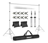 EMART Supporto per Sfondo Argento 2 x 3 m, Supporti di Fondale Regolabile