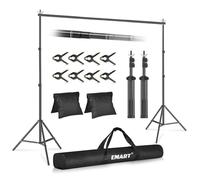 EMART Supporto per Sfondo da 2,4 x 3 m, Supporti di Fondale Regolabile con Pacchetto di Trasporto per Studio Fotografico, Feste, Matrimoni