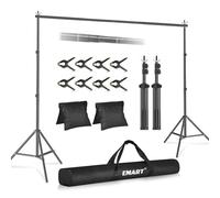 EMART Supporto per Sfondo da 2,6 x 3 m, Supporti di Fondale Regolabile con Pacchetto di Trasporto per Studio Fotografico, Feste, Matrimoni
