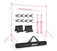 EMART Supporto per Sfondo da 2 x 3 m, Supporti di Fondale Regolabile con Pacchetto di Trasporto per Studio Fotografico, Feste, Matrimoni - Rosa
