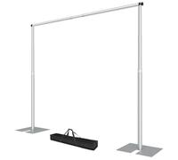 EMART Supporto per sfondo fotografico, 2,6 x 3 m, con base in acciaio metallizzato, per fotografia, video, studio, matrimonio, festa, colore: argento