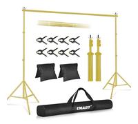 EMART Supporto per Sfondo Oro 2,6 x 3 m, Supporti di Fondale Regolabile con Pacchetto di Trasporto per Studio Fotografico, Feste, Matrimoni-Oro