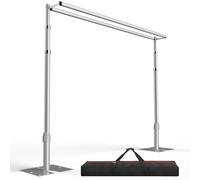 EMART Supporto per sfondo resistente, 2,5 x 3 m, doppio tubo trasversale e drappeggio kit di supporto per sfondo fotografico, telaio in metallo regolabile con base piatta per decorazioni per matrimoni