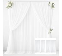 EMART Tende di Sfondo Bianco, 6 x 3 m Tulle Chiffon Tessuto Drappeggio