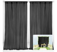 EMART Tende per sfondo nero, 3 x 2 m, in tulle chiffon, drappeggio per feste e matrimoni, decorazione per palcoscenico, morbido sfondo liscio per baby shower, fotografia, compleanno, servizi