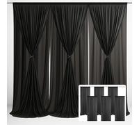 EMART Tende per sfondo nero, 9 x 3 m, in tulle chiffon, drappeggio per feste e matrimoni, decorazione per palcoscenico, morbido sfondo liscio per baby shower, fotografie, compleanni, servizi