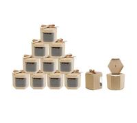 Emartbuy 24 sacchetti regalo esagonali in carta resistente, 10 x 10 x 12 cm, colore marrone, per cupcake, biscotti, muffin, torte, con finestra trasparente e nastro