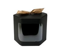 Emartbuy Sacchetti regalo esagonali in carta resistente, 10 x 10 x 12 cm, colore nero, per cupcake, biscotti, muffin, tortine, con finestra trasparente e nastro, confezione da 24