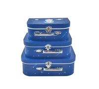 Emartbuy Set di 3 scatole regalo rigide di lusso, con stampa del sistema solare, interno blu con manico in metallo e chiusura