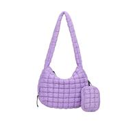 EMASDGEY Borsa a tracolla trapuntata di grande capacità da donna, leggera, elegante, con piccole cerniere, borsa per il trucco, Viola