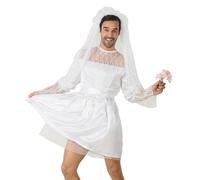 EMASDGEY Costume da sposa da uomo Drag Queens sposo divertente abiti commedia sposa sposo abito da sposa cintura velo divertente commedia