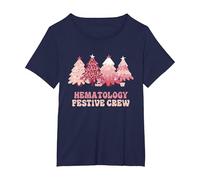 Ematologia Festivo Crew Infermiera Natale Maglietta, Donna Plus-Size, Navy, 5X