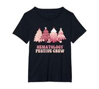 Ematologia Festivo Crew Infermiera Natale Maglietta, Donna Plus-Size, Nero, 6X