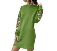 EMATOP - Abito-maglia da donna, maglione lungo invernale, pullover autunnale invernale, mini abito caldo, abito da sera, lunghezza al ginocchio, casual, moda, abito in felpa con ricami, maglione