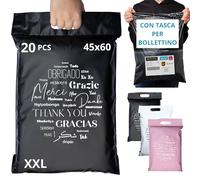 EMBALLAX - 20 Buste per Spedizioni Vinted grandi CON TASCA PER BOLLETTINO - XXL 60x45cm - NON TRANSPARENTI/RESISTENTI - Sacchetti Spedizione in Plastica - Pochette per Spedizioni Postali - grazie