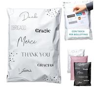 EMBALLAX - 50 Buste per Spedizioni Vinted CON TASCA PER BOLLETTINO - Taglia L 40x30cm - NON TRASPARENTI/ULTRA-RESISTENTI - Sacchetti Spedizione in Plastica - Pochette per Spedizioni Postali - Grazie