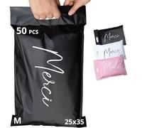 EMBALLAX - 50 Buste per Spedizioni Vinted - Taglia M 35x25cm - NON TRANSPARENTI/ULTRA-RESISTENTI - Sacchetti Spedizione in Plastica - Pochette per Spedizioni Postali - Scatola Grazie/Merci