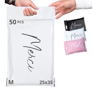 EMBALLAX - 50 Buste per Spedizioni Vinted - Taglia M 35x25cm - NON TRANSPARENTI/ULTRA-RESISTENTI - Sacchetti Spedizione in Plastica - Pochette per Spedizioni Postali - Scatola Grazie/Merci