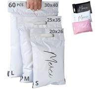 EMBALLAX - 60 Buste per Spedizioni Vinted - Taglia S/M/L- NON TRANSPARENTI/ULTRA-RESISTENTI - Sacchetti Spedizione in Plastica - Pochette per Spedizioni Postali - Scatola Grazie/Merci