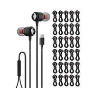 Ember - Confezione da 30 cuffie USB C cablate per iPhone 17, 16, 15 Pro Max, Hi-Fi di tipo C con microfono, cuffie cablate USB C, per scuola, classe, laboratorio, biblioteca, controllo del volume