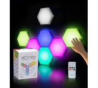 Emberela HEXlights SnapTap 7-pk Tap Tap Sensory Lights - Touch & Remote Controlled multicolore Magnetic Hexagon Lights - Lampada sensoriale interattiva e calmante per camera dei bambini