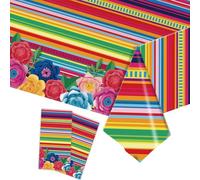 Embhlitfe 2 tovaglie messicane per feste, decorazioni per feste messicane Cinco De Mayo, 137 x 274 cm, tovaglia in plastica floreale per feste messicane, decorazioni per la tavola